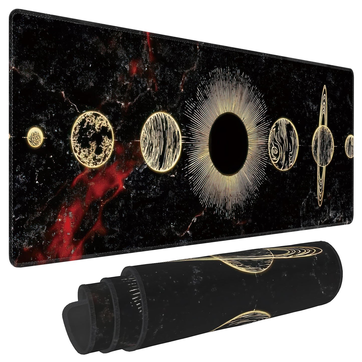 Galaxy Planet Large Mouse Pad,Gaming Keyboard Desk Pad,Extended Mouse Mat Non-Slip Rubber Base with