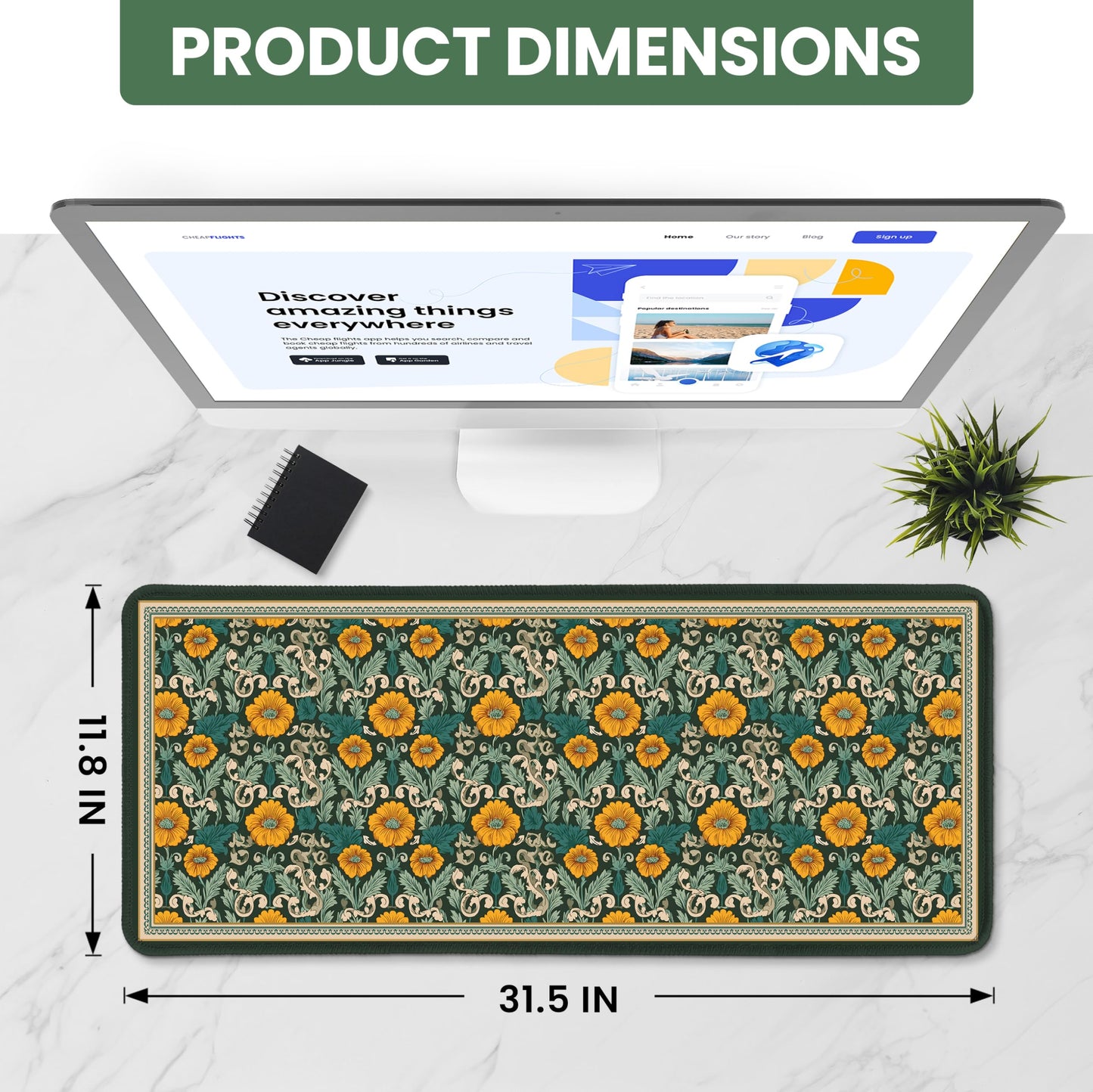 ZapDesk Large Desk Mat, Extended Mouse Pad for Desktop, 31.5" x 11.8"