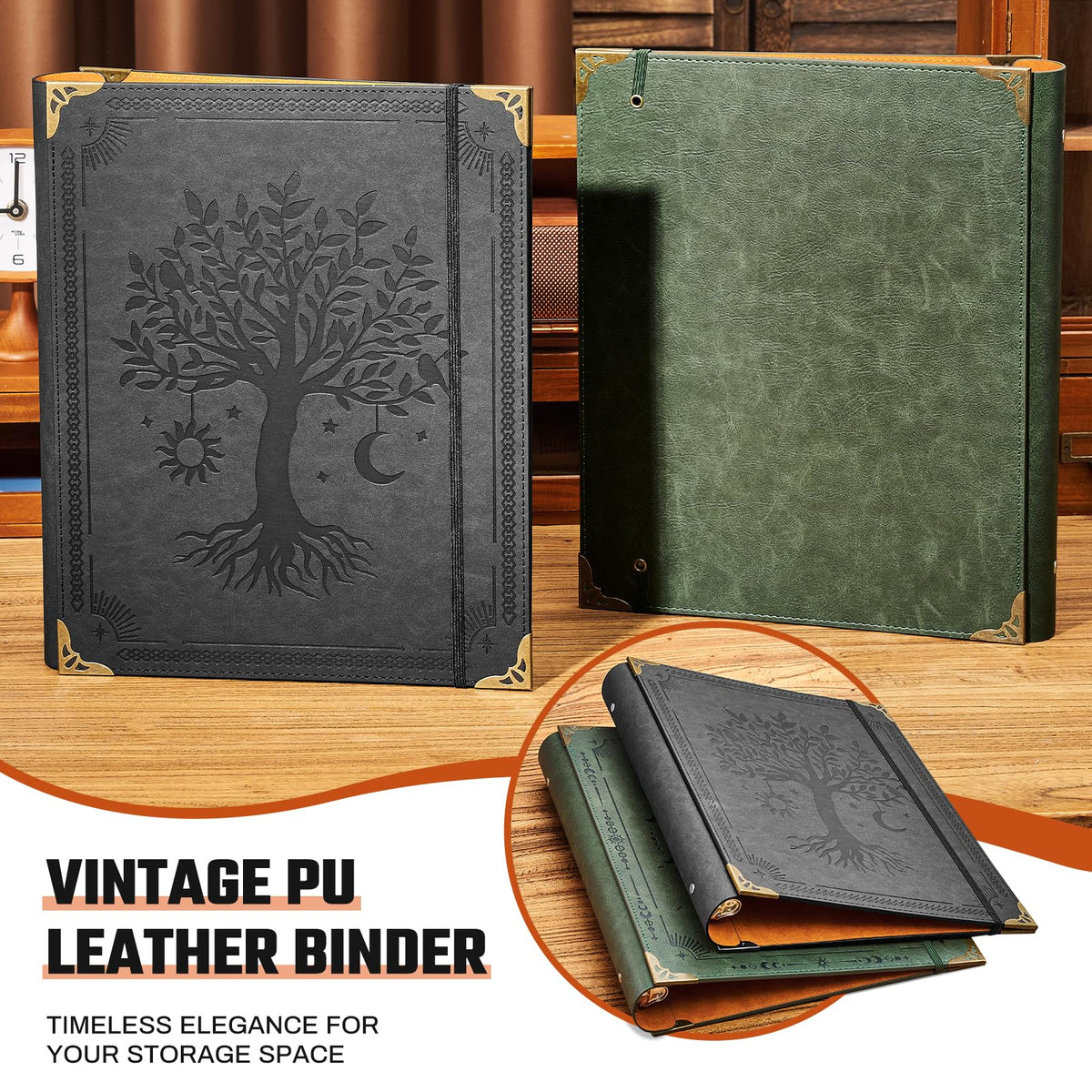 Ovesmusl PU Leather 3 Ring Binder 1.5 Inch Fits 8.5"x11" Letter Size Paper