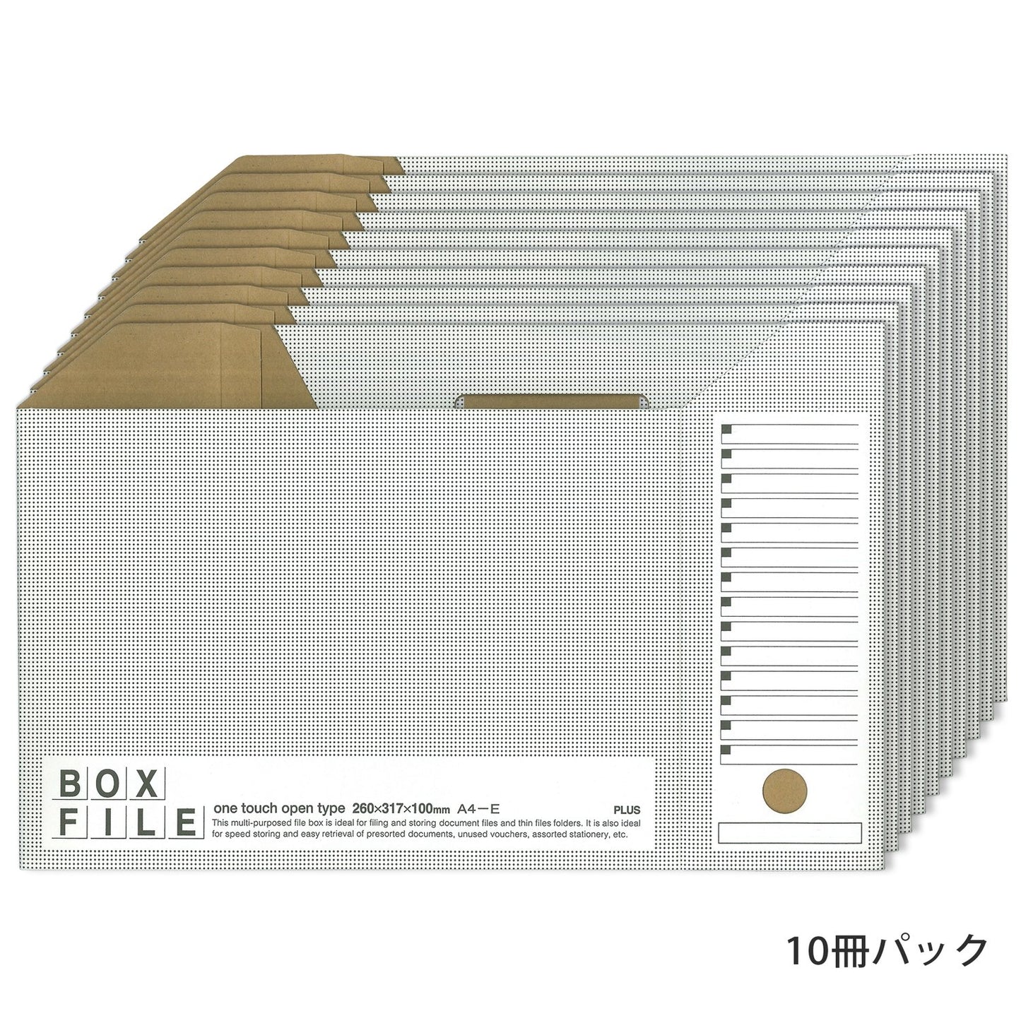 Plus Economy File Box, 10 Books, A4 Horizontal Width, 3.9 inches (100 mm), Dark Gray 553-989