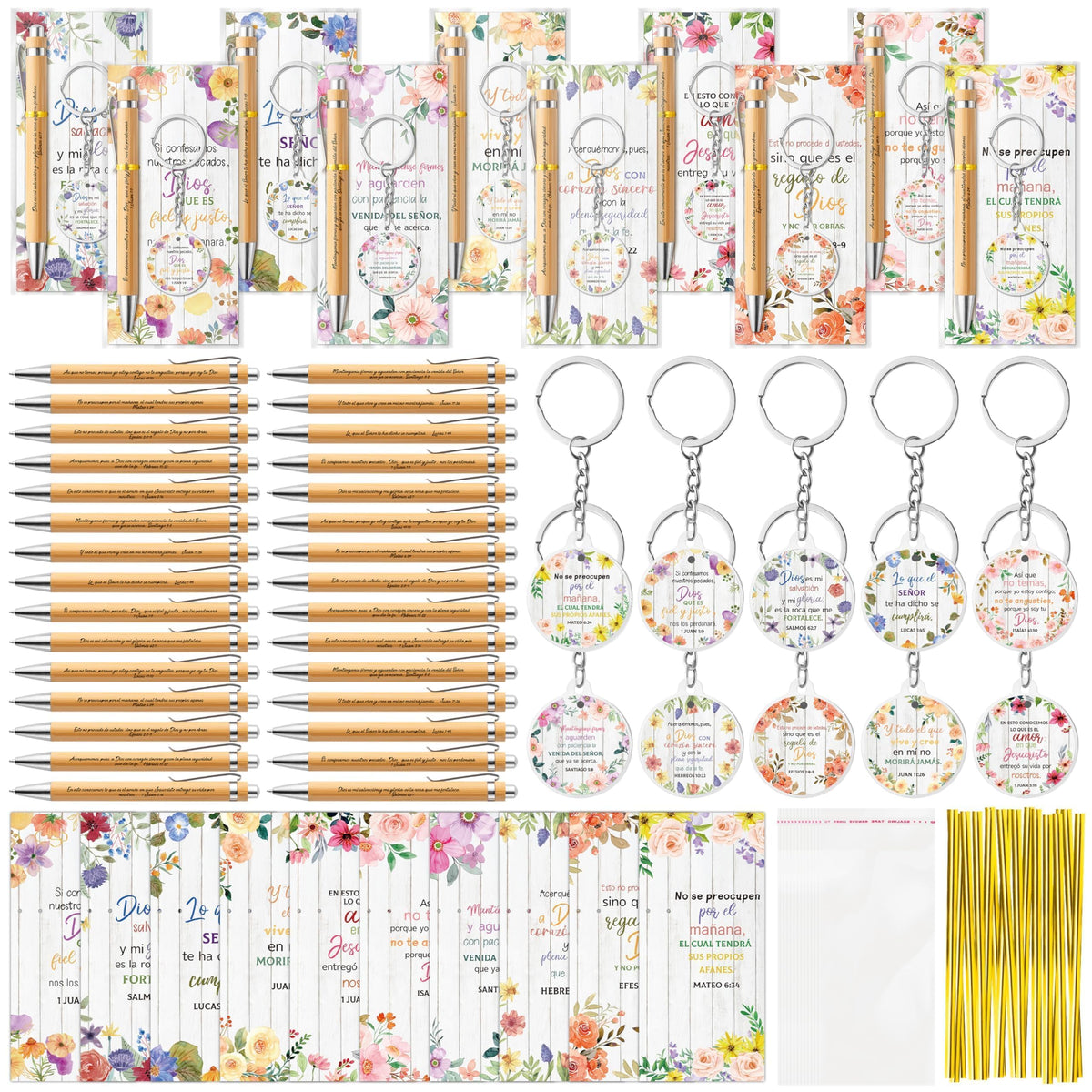 ANGOLIO 230 Spanish Christian Floral Religious Gifts Bulk, Back to School Regalos Bookmarks