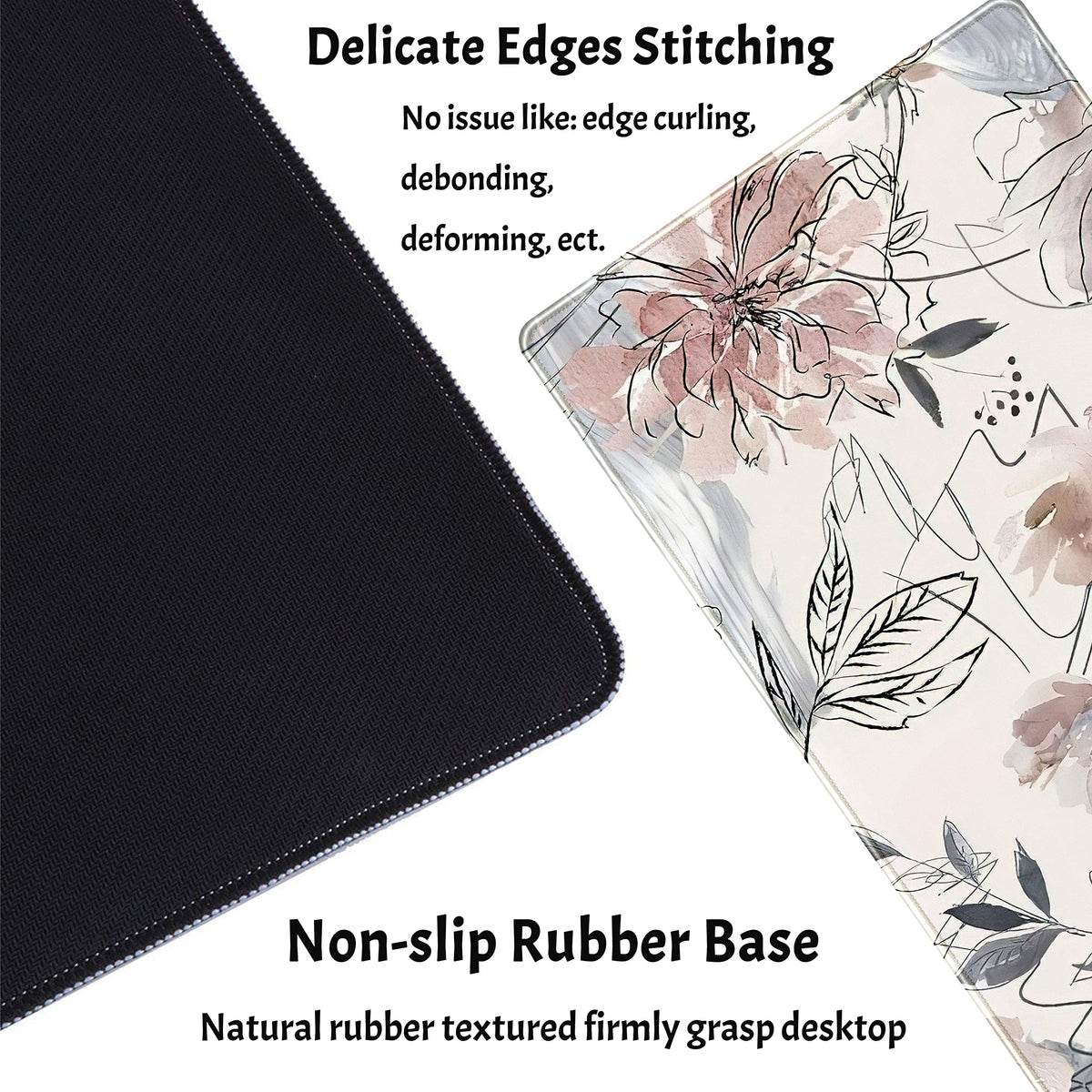 Desk Mat, Abstraction Hand Painted Flowers Extended Gaming Mouse Pad (31.5x15.75 in), Cute Large