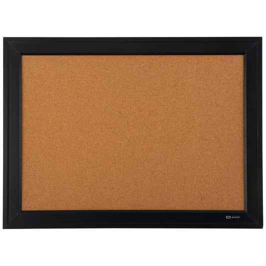 Quartet Cork Board Bulletin Board, 17" x 23", Framed Corkboard, Black Frame, Decorative Hanging Pin