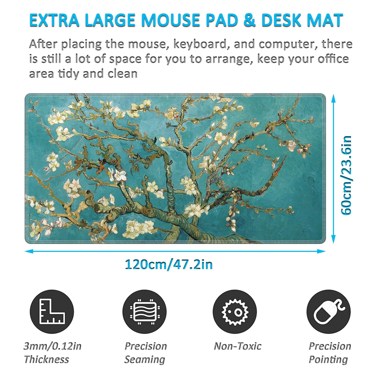 LL-COEUR XXL Landscape Gaming Mouse Pad Computer Keyboard Mat Office Desk Pad (Apricot, 47.2" x