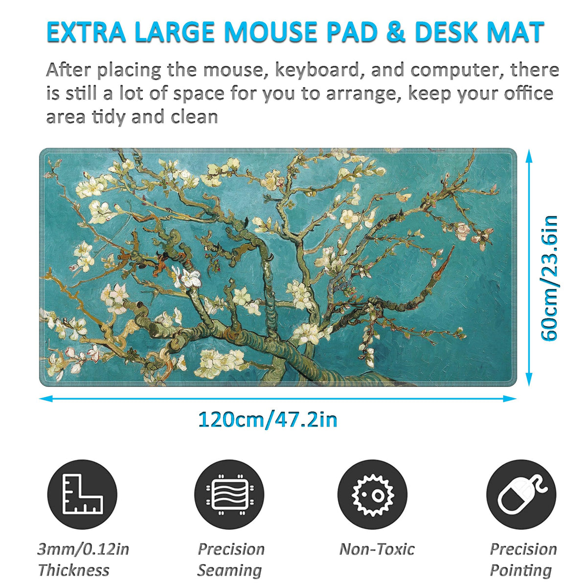 LL-COEUR XXL Landscape Gaming Mouse Pad Computer Keyboard Mat Office Desk Pad (Apricot, 47.2" x