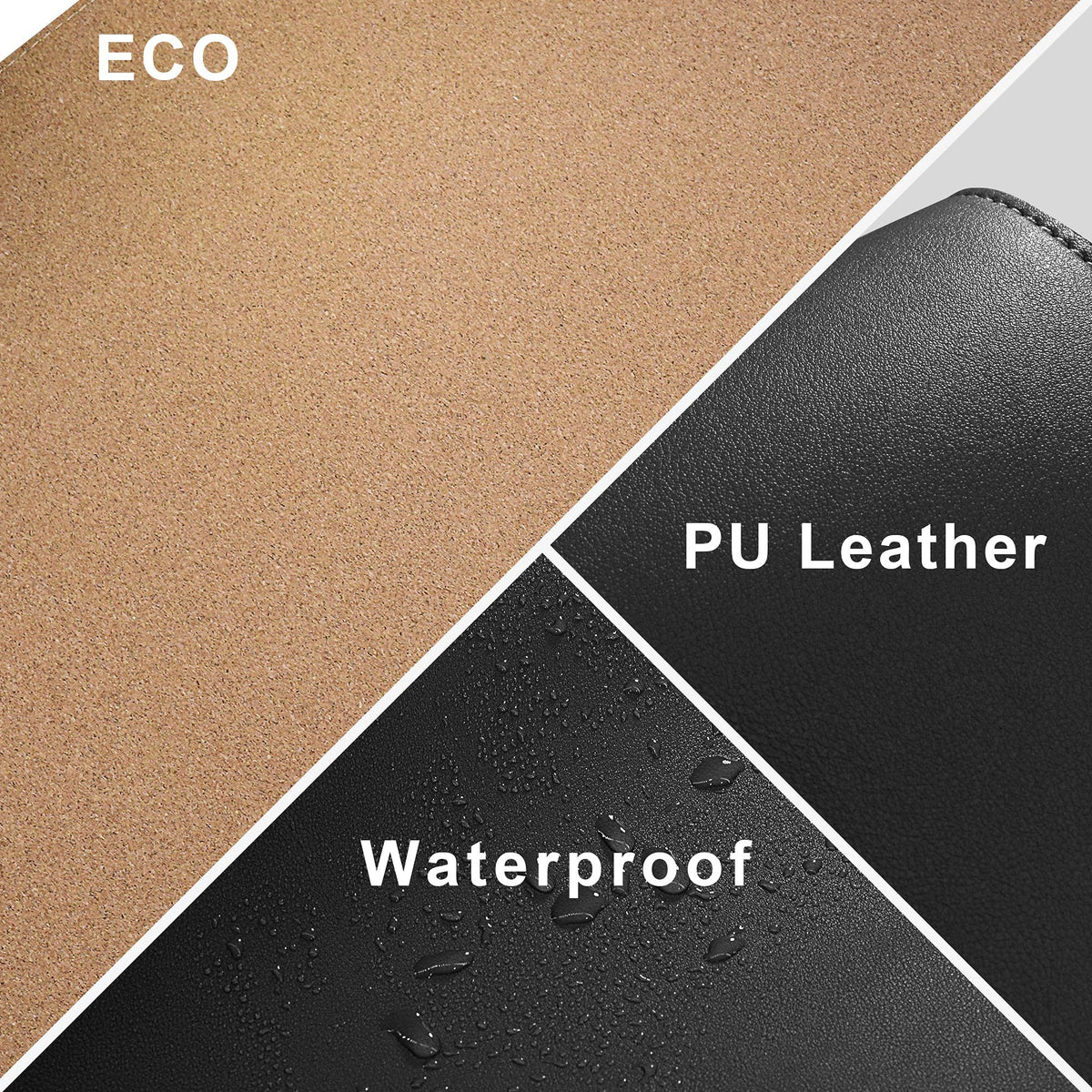 Chihein Cork & PU Leather Desk Mat 55” x 28” Black