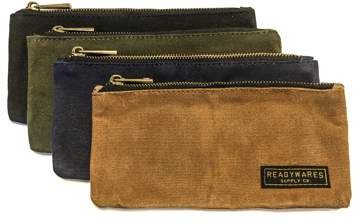 Readywares Pencil Pouch 4-Pack - Small Waxed Canvas Bags for Organization