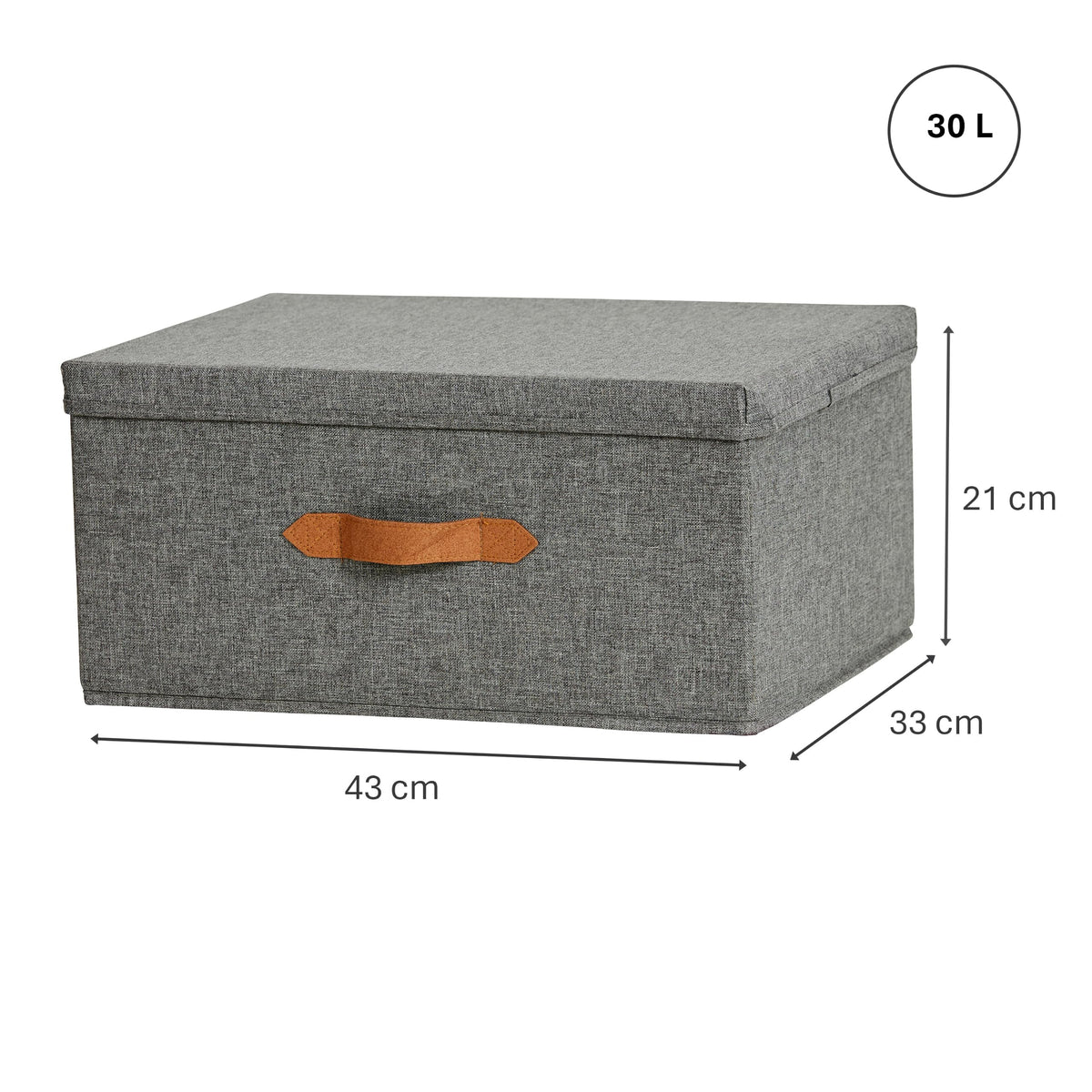 Store It 672586 Storage Box with Lid Polyester/MDF, Grey, 43 x 33 x 21 cm