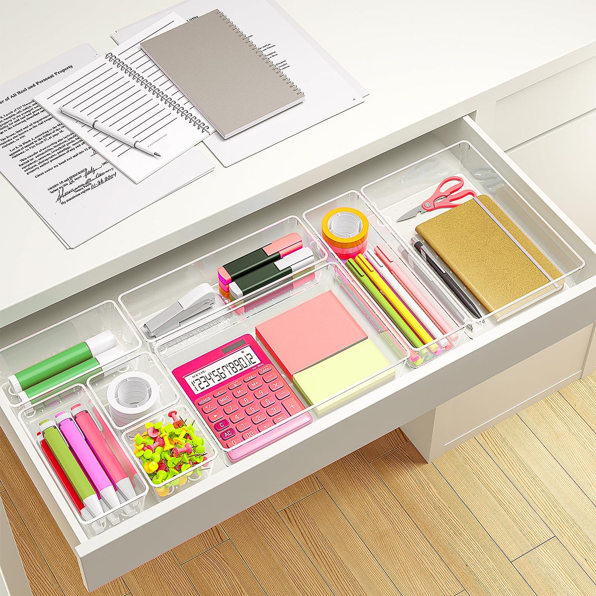 VEXTHYX 45P Makeup Desk Drawer Organizers Set for Vanity, Bathroom, Kitchen