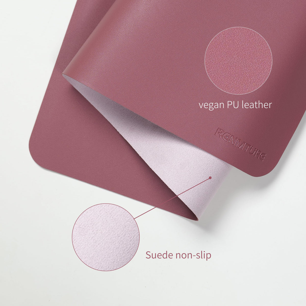 RENMTURE PU Mouse Pad, Faux Leather Large Desk Pad, Home Work Office Accessories, Non-Slip Desk