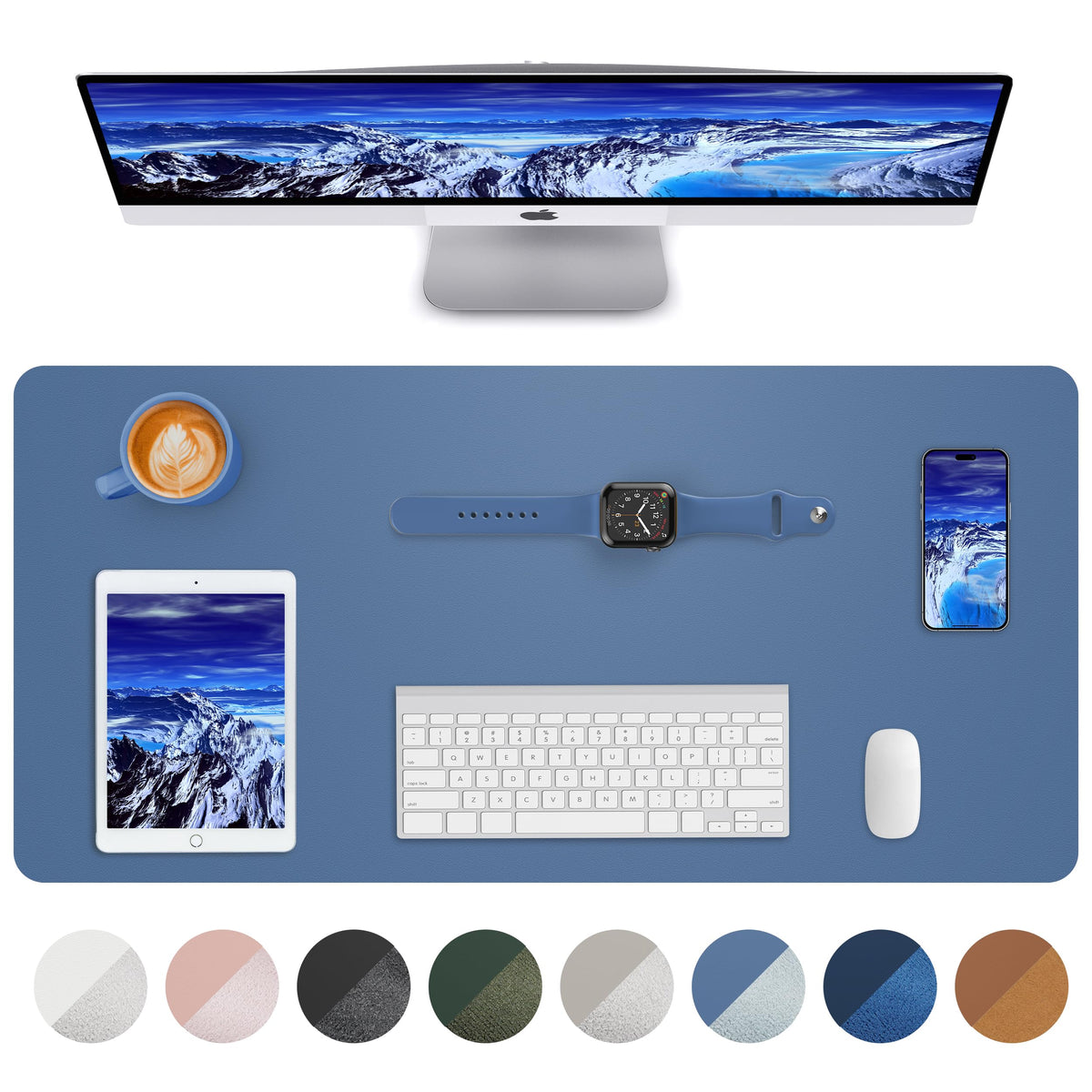 Leather Desk Pad Blotter,Mouse Pad,Office Desk Mat, Non-Slip PU Leather Desk mat,Large Desk