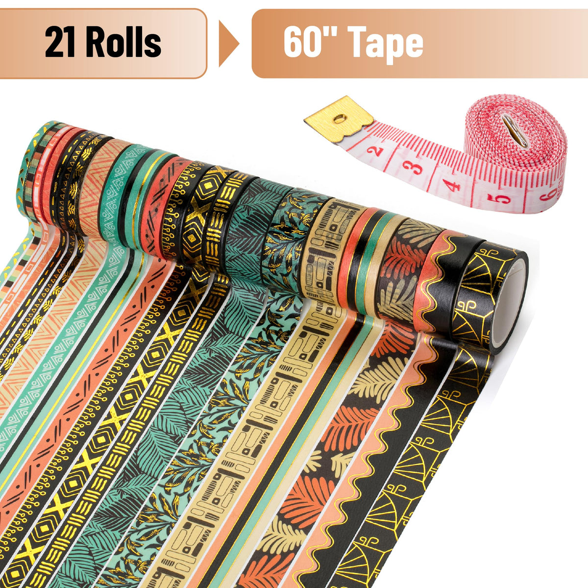 Mr. Pen- Washi Tape Set, 21 Rolls, Assorted Sizes, 5.5 Yards/Roll