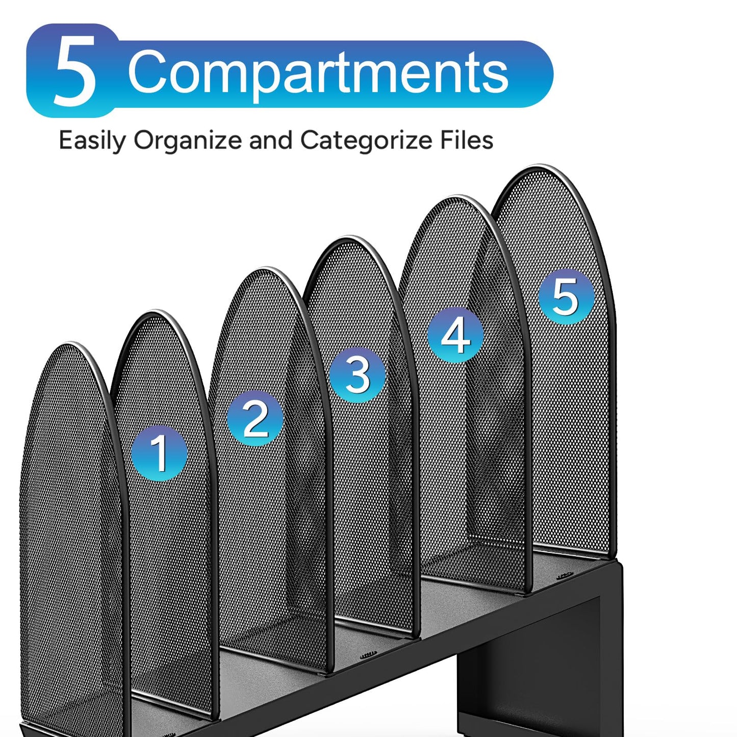 gianotter Desktop File Organizer with 5 Compartments
