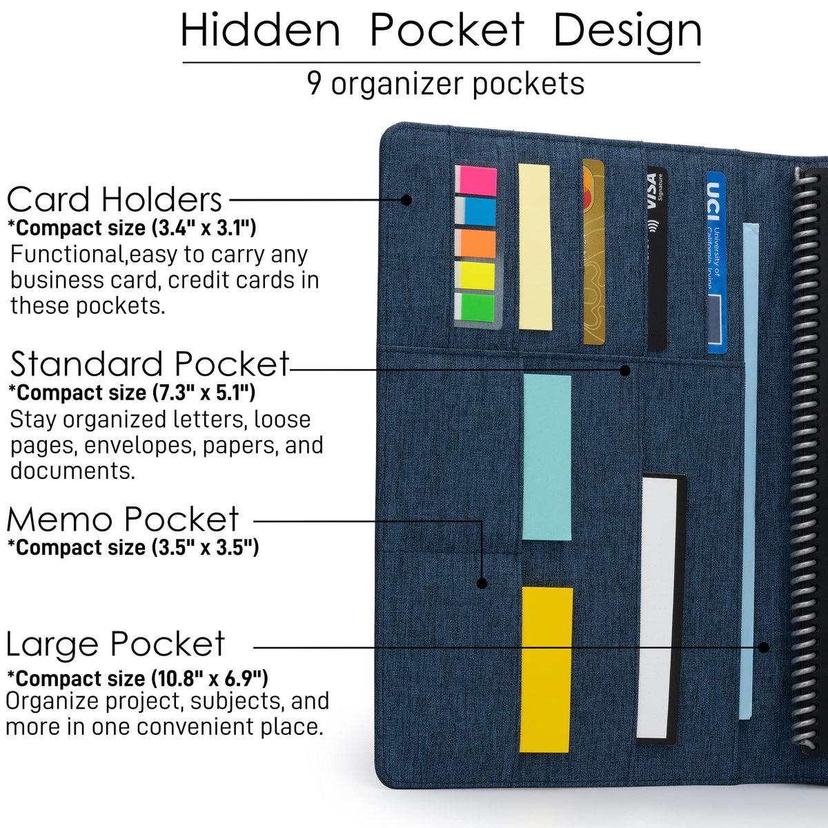 Kaitiaki Folio Cover Compatible with Rocketbook Fusion, Panda, Everlast, Waterproof Fabric, Multi