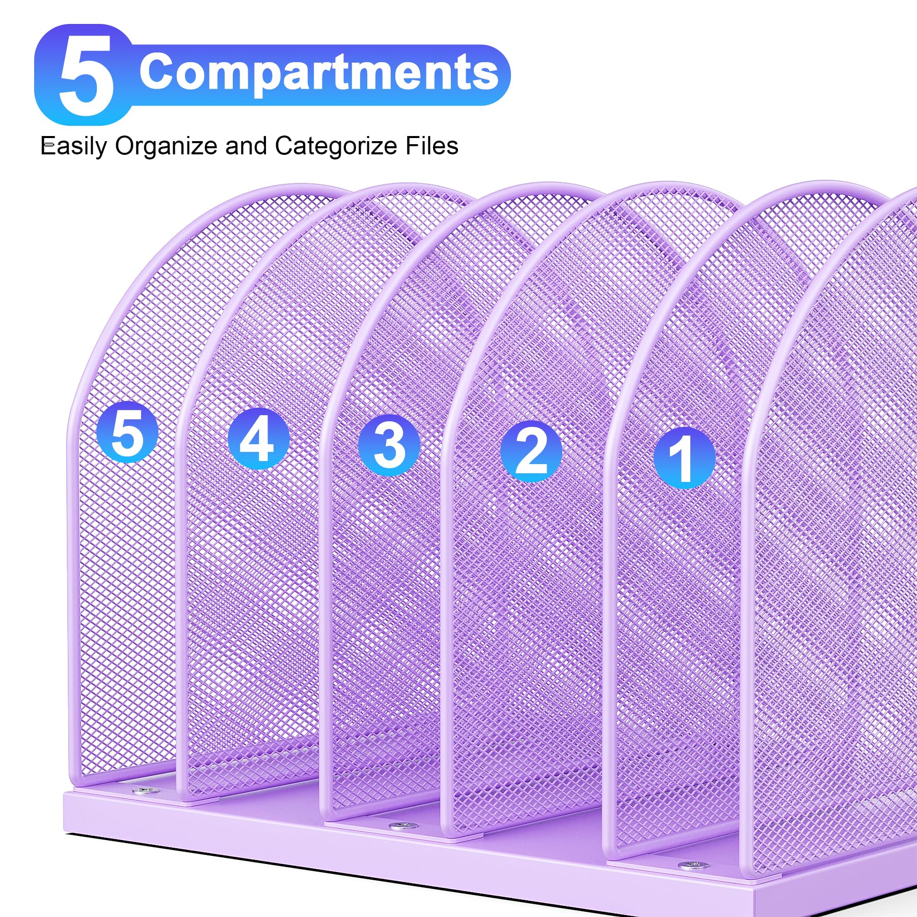 gianotter Desktop File Organizer with 5 Compartments