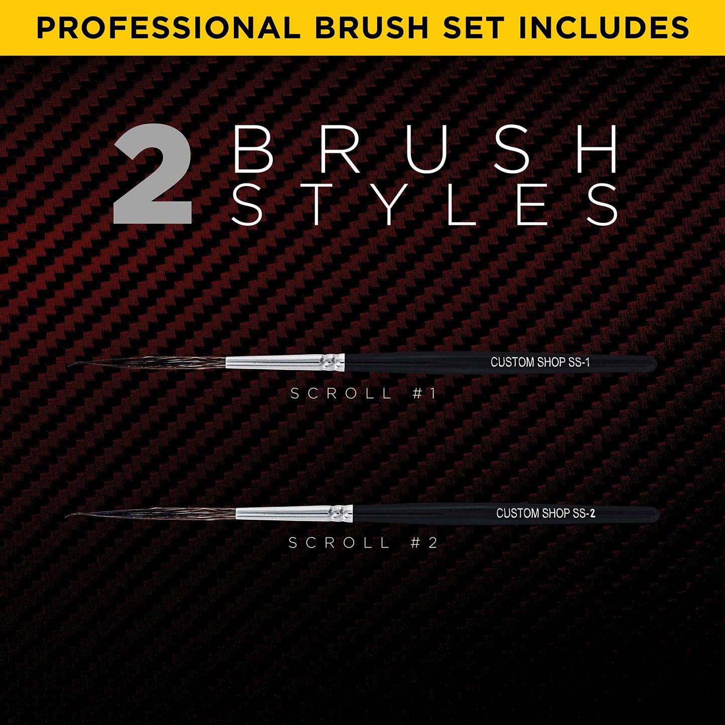 Custom Shop SS Scroll/Script Writer Pinstriping Brush Kit (#1 & #2)