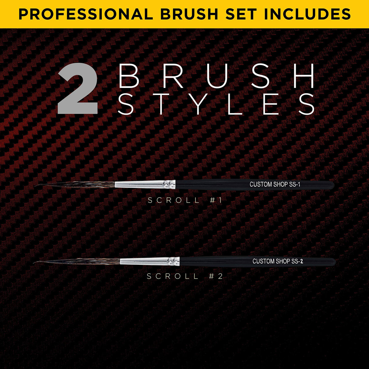 Custom Shop SS Scroll/Script Writer Pinstriping Brush Kit (#1 & #2)