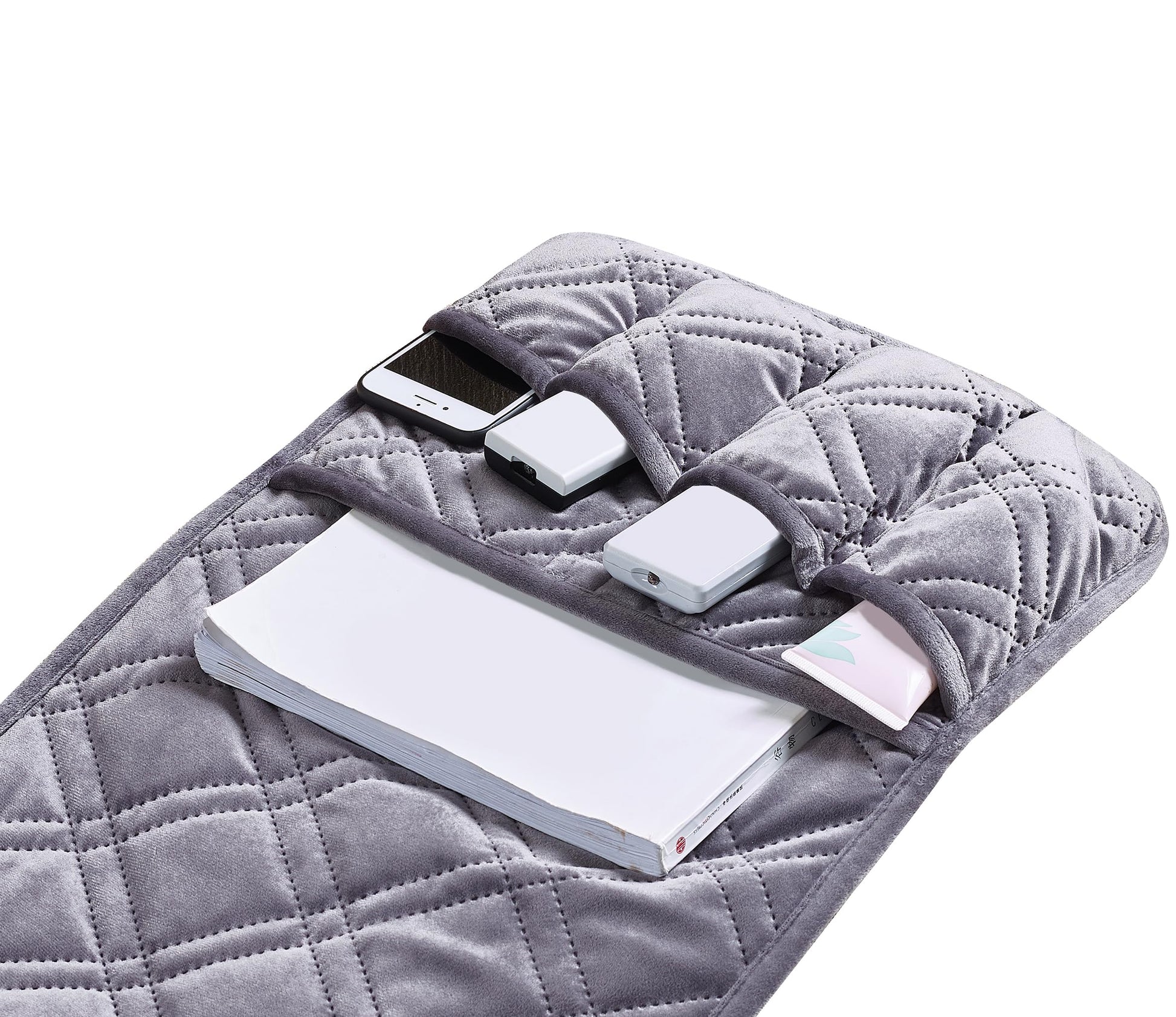 Brilliant Sunshine Grey Velvet Couch Armrest Cover, 35"×13"