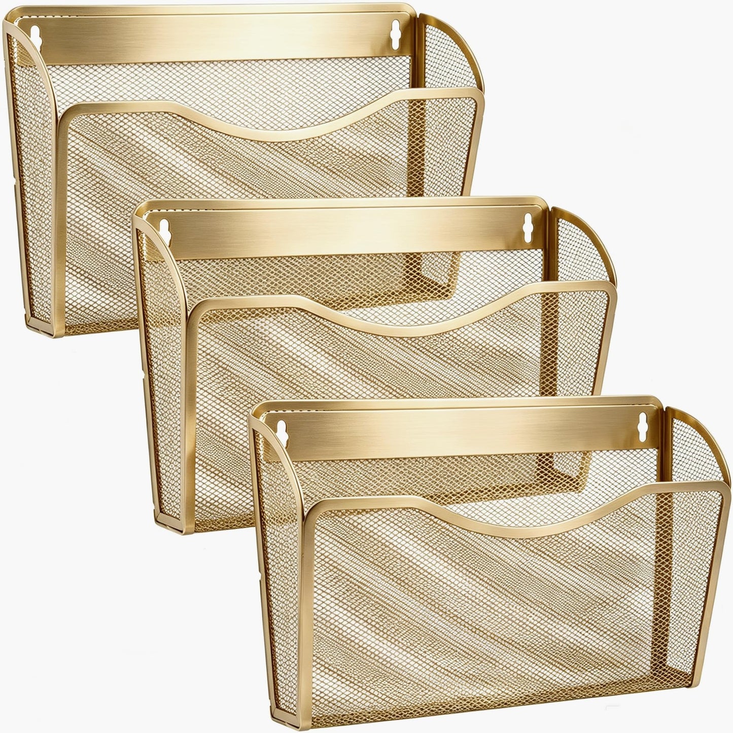Gawerk Mesh Hanging Wall File Holders, Metal Vertical Wall Basket Mail Organizer for Office/Home