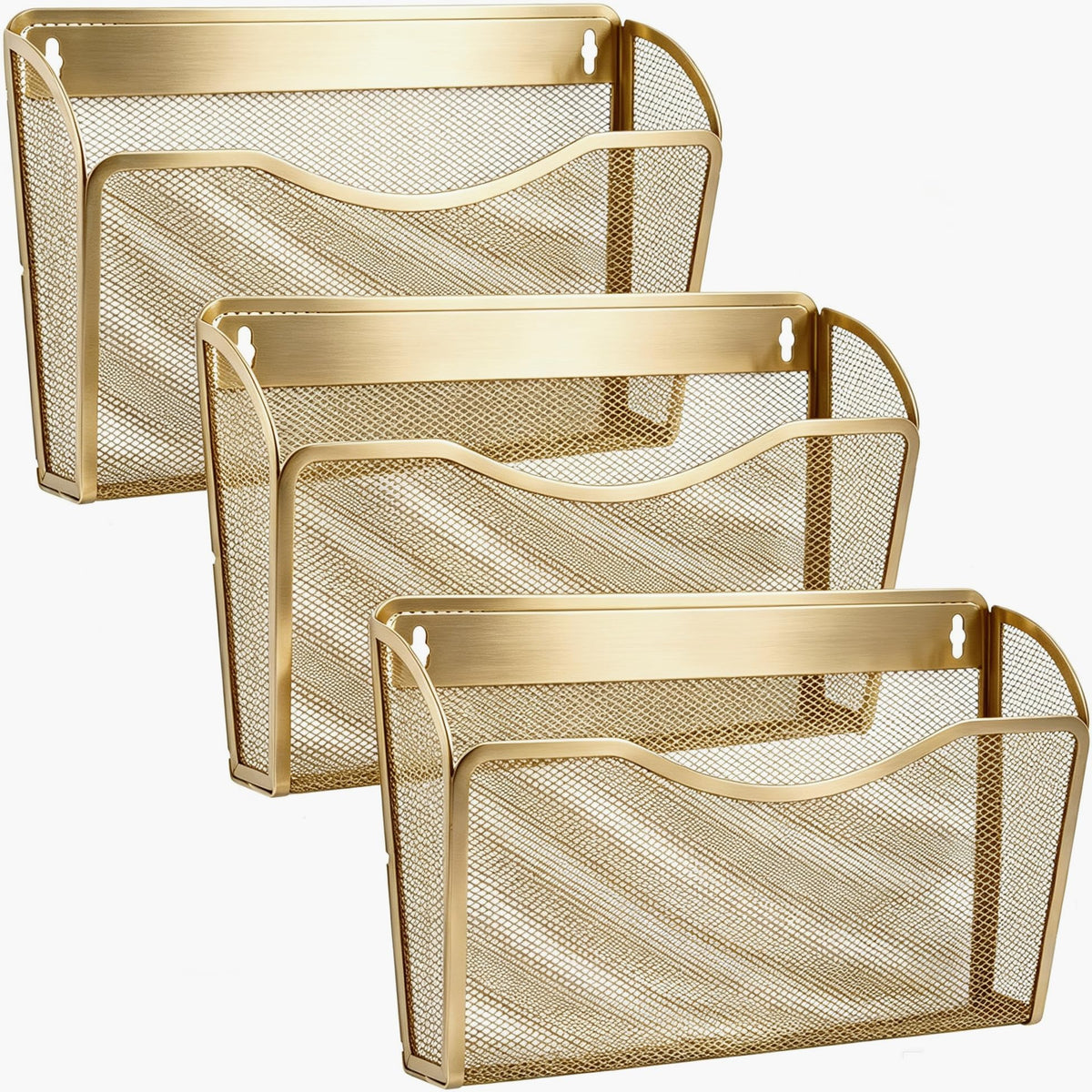 Gawerk Mesh Hanging Wall File Holders, Metal Vertical Wall Basket Mail Organizer for Office/Home