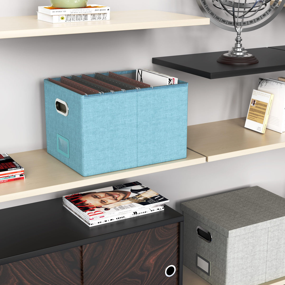 Oterri 2 Pack File Storage Organizer Box,Filing Box,Portable File Box with Lid,Fit for Letter/Legal