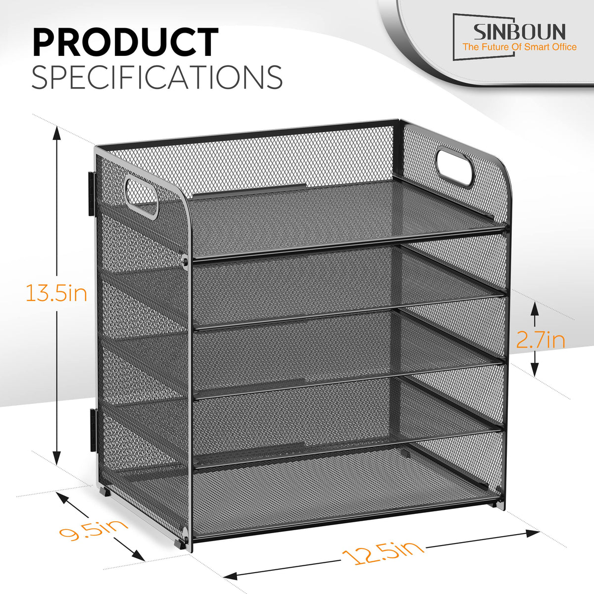 2 Pack Letter Tray 5-Tier Desk Organizer File Paper Holder with Handle, Metal Desktop Document
