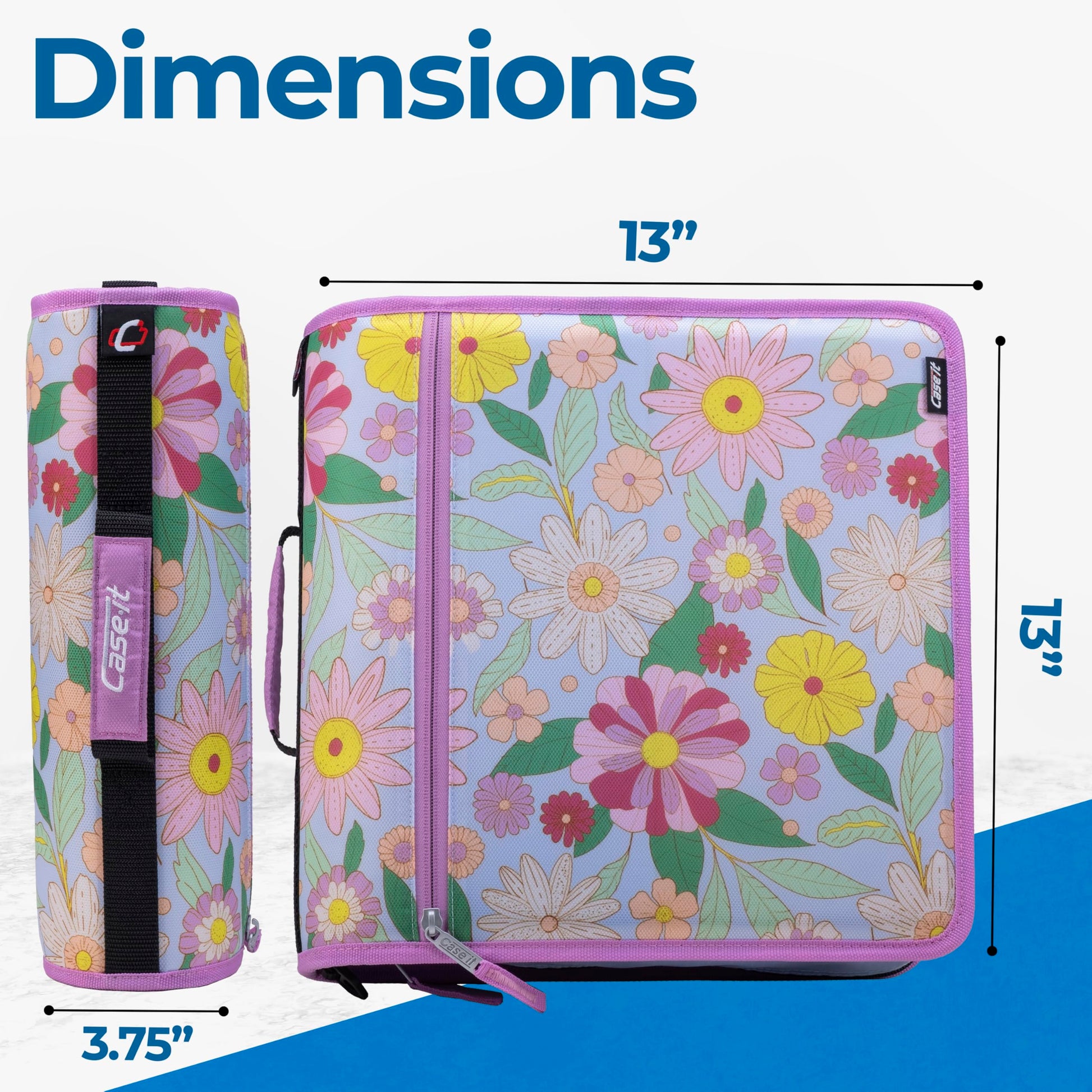 Case-it Zipper Binder | 3-Inch O-Rings | 600-Sheet | D-146 Morning Flowers