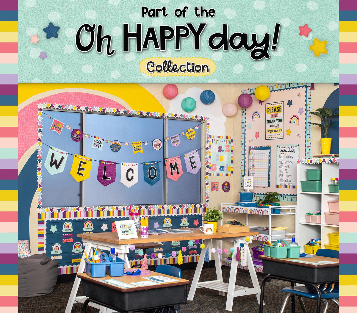 Teacher Created Resources Oh Happy Day Rainbows Pencil Case Multifunctional Large Capacity Bag