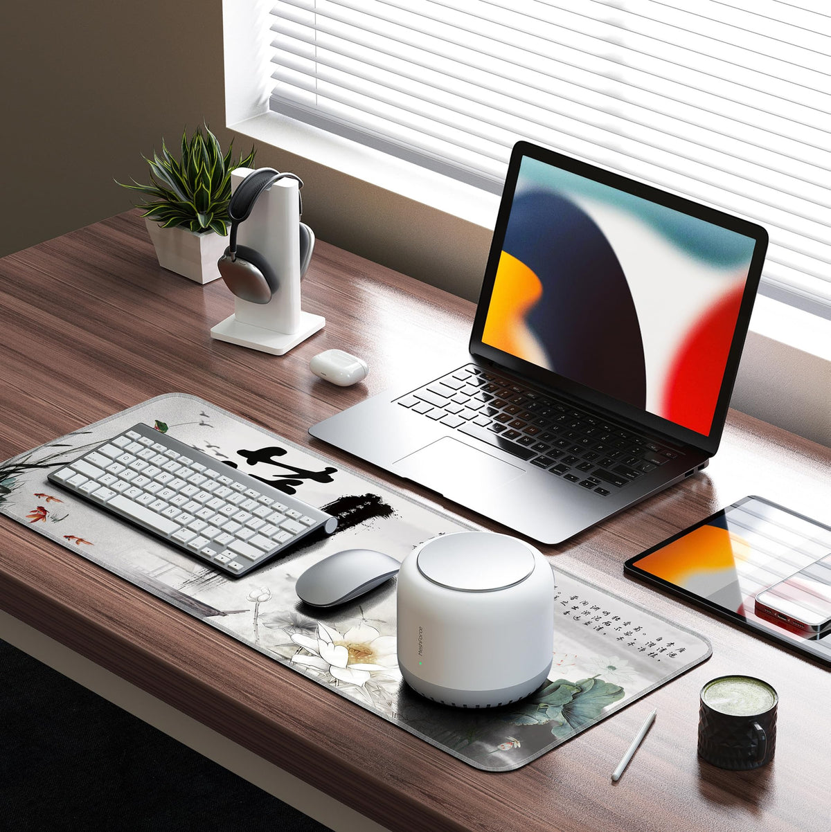 LL-COEUR XXL Landscape Gaming Mouse Pad Computer Keyboard Mat Office Desk Pad (Lotus 2, 31.4" x