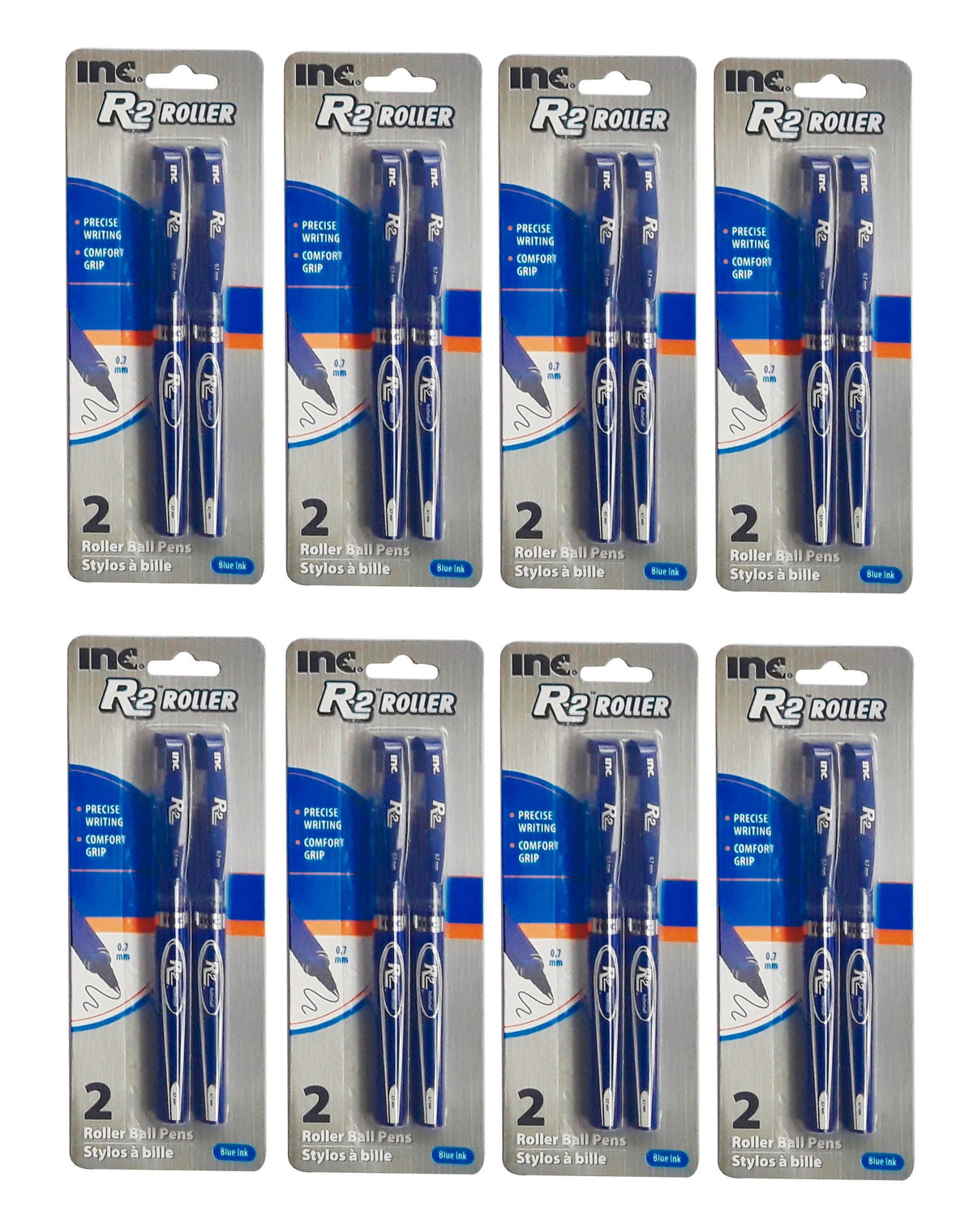 Inc. R-2 Roller Ball Pens, Blue, (8 Packs of 2 , 16 ct. )