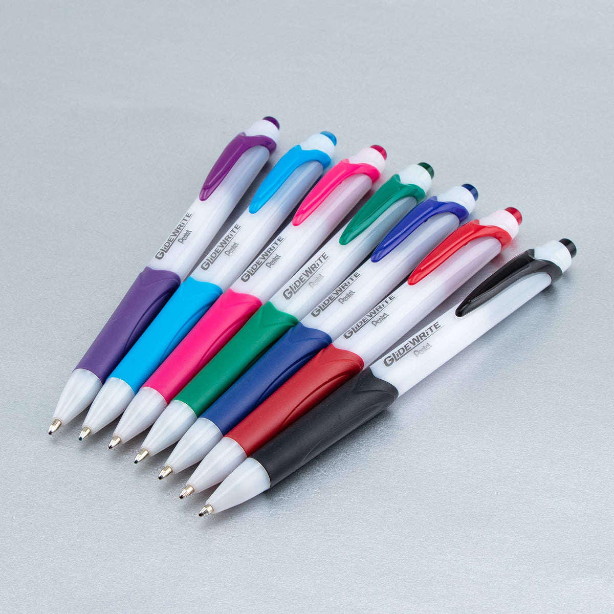 Pentel GlideWrite with TechniFlo Ink Ballpoint Pen, (1.0mm) Med. Line, Black/Blue Ink, 48 Pieces