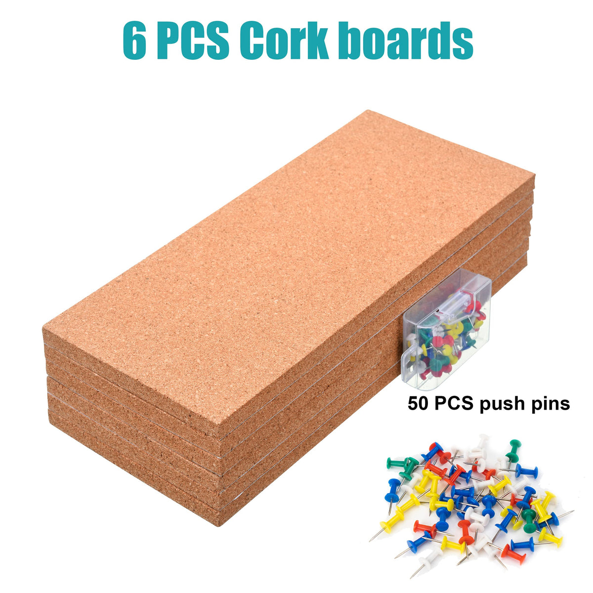 SUNGIFT 17 x 8 Inch Cork Bulletin Board 6 Pack, 1/2" Thick for Office/Home