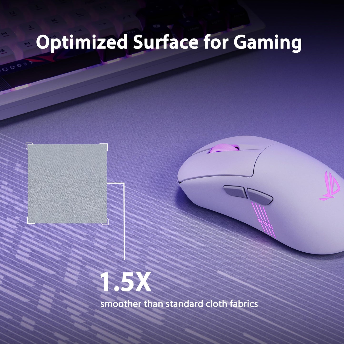 ASUS ROG Scabbard II Arctic Gray XXL Gaming Mouse Pad – 35.4” x 15.7” (Extended/XXL Size), Soft