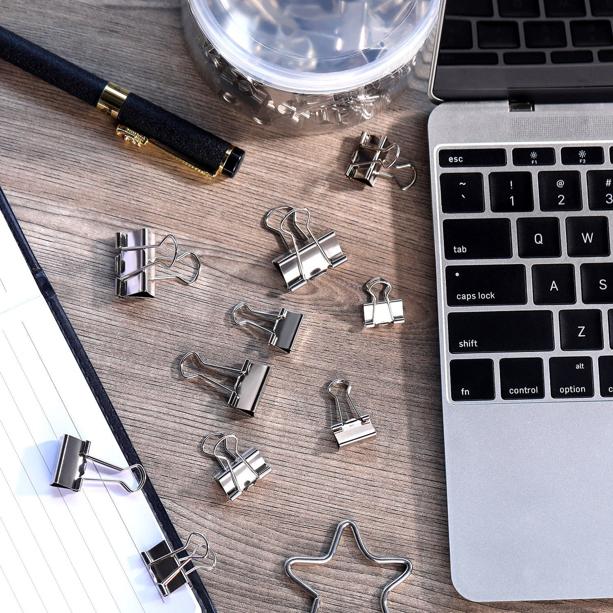 TecUnite 150 Pcs Silver Binder Clips Assorted Sizes