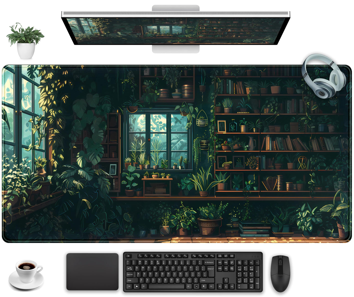 Green Plant Desk Pad Gaming Pad Extra Large Desk Mats Full Desk Mouse Pad XXL, Desktop Mat Computer