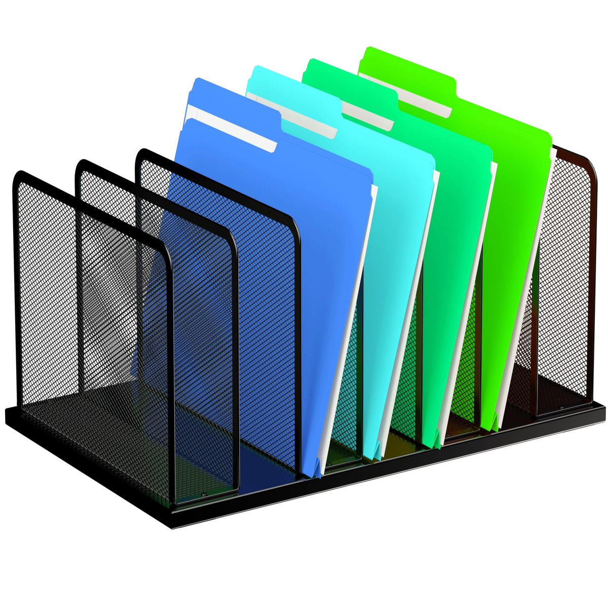 Kuntine.B 7-Section Upright Desk File Organizer Black 1 Pack
