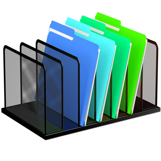 Kuntine.B 7-Section Upright Desk File Organizer Black 1 Pack
