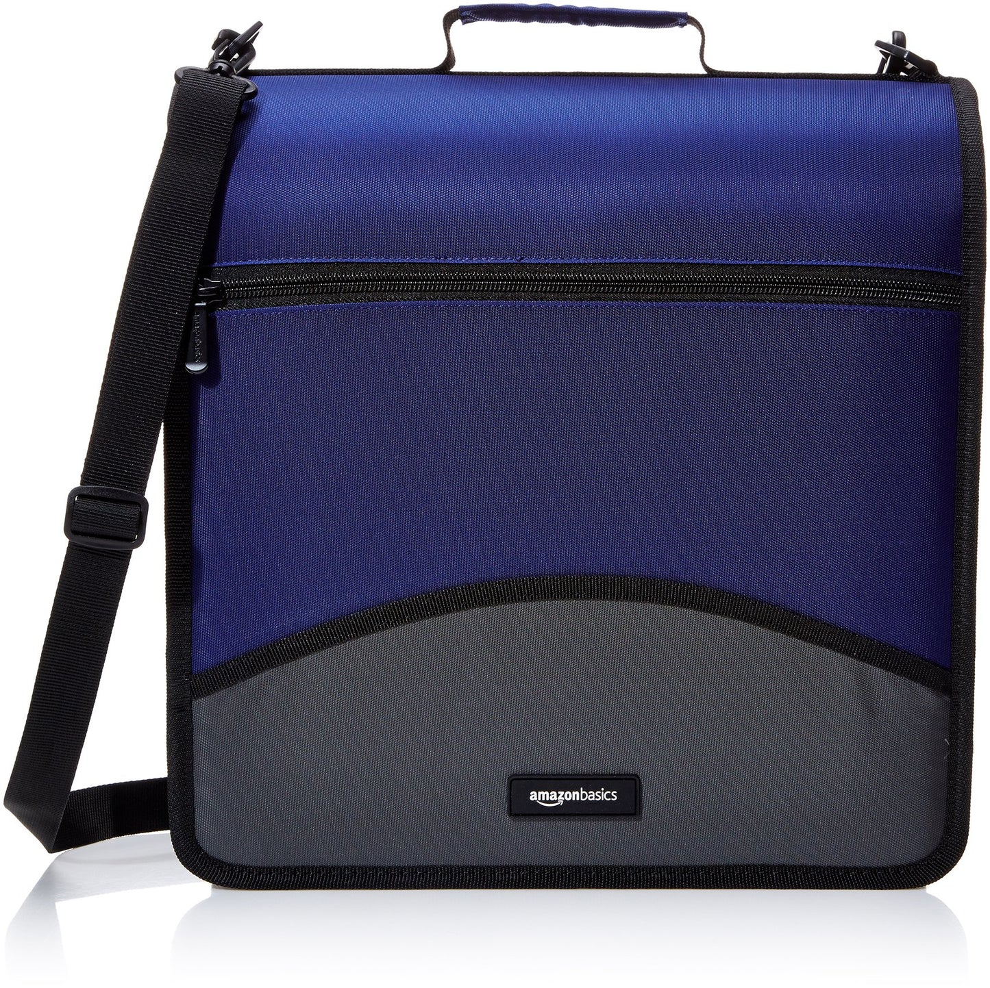 Amazon Basics Durable 3 Ring Zipper Binder with Multiple Pockets and Shoulder Strap, D-Ring