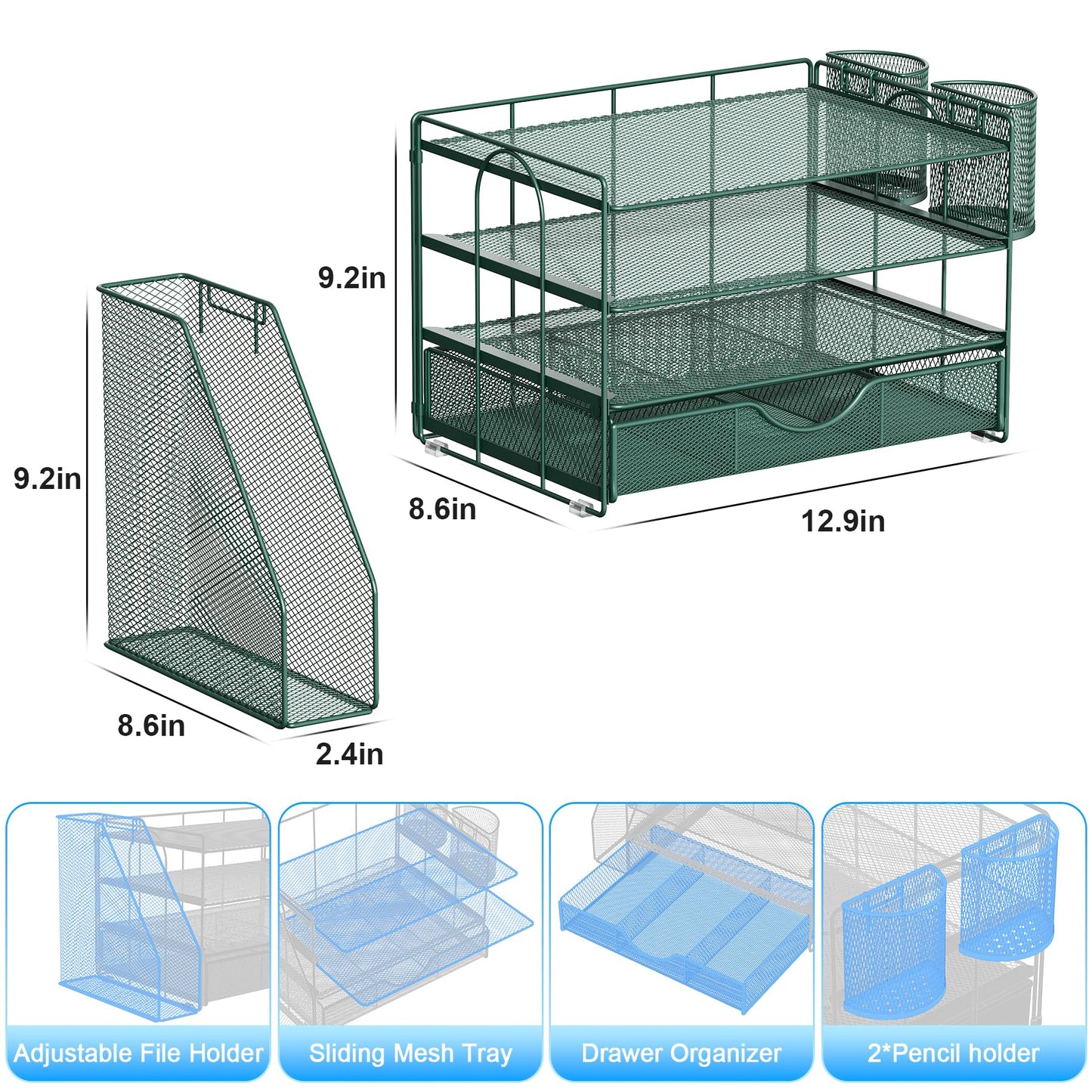 gianotter 4-Tier Desk Organizer with Drawers, File Holders, Letter Trays and Pen Holders