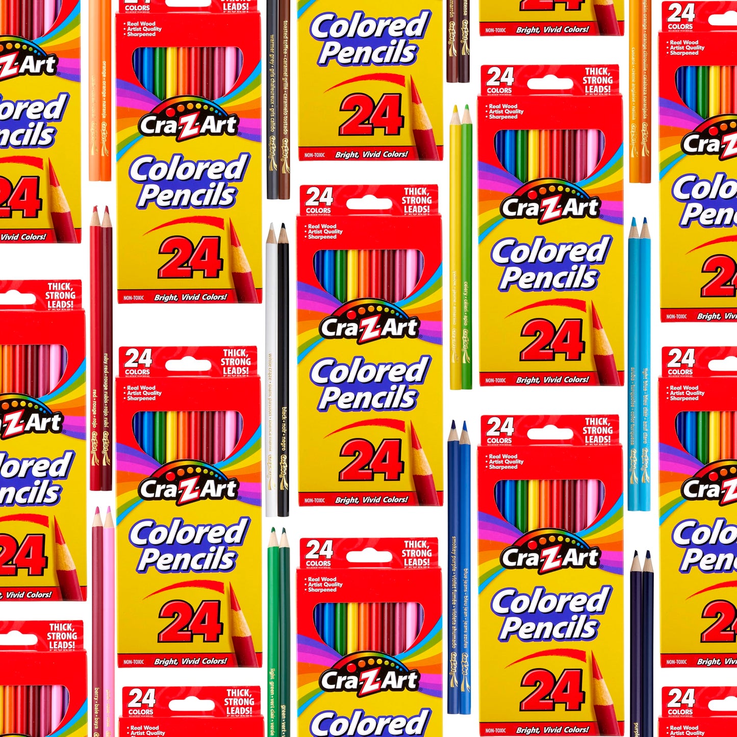 Cra-Z-Art Colored Pencils Bulk Pack, 10 Boxes of 24 ct Pre-Sharpened Pencils, Non-Toxic, Classroom