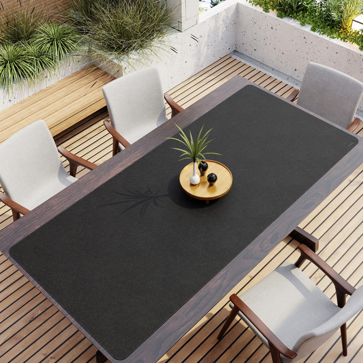 Vyaaa 70.8"x31.5" PU Leather Large Desk Mat (Black) - XXL Extended Mouse pad, Office Desk