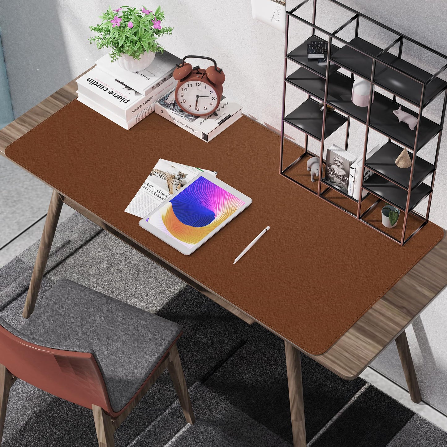 Leather Desk Pad Protector,Mouse Pad,Office Desk Mat, Non-Slip PU Leather Desk Blotter,Large Desk