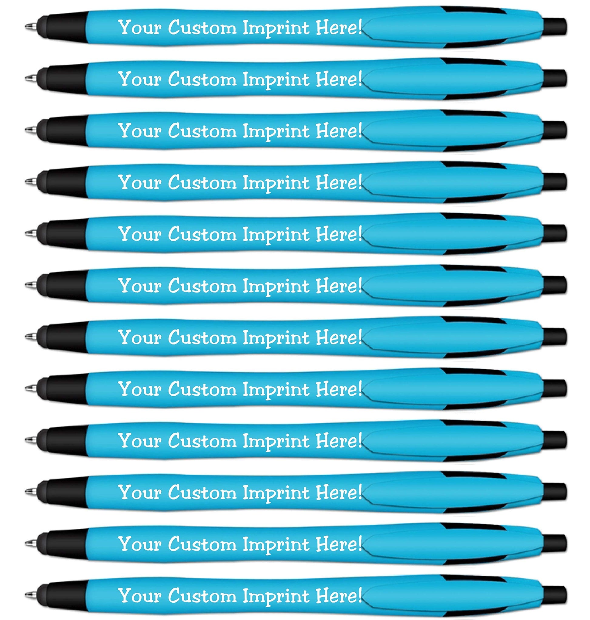 Ballpoint Soft Touch Personalized Ink Pens with Stylus Tip - The Jewel - Click action - Custom