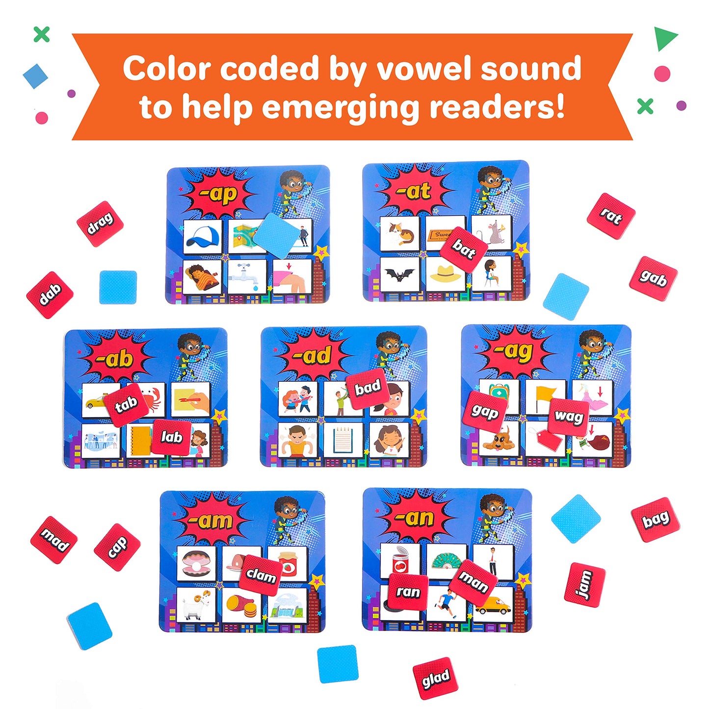 Super Words - CVC Word Builders, Phonics Games, Rhyming Words Game for Kids, Kindergarten Learning
