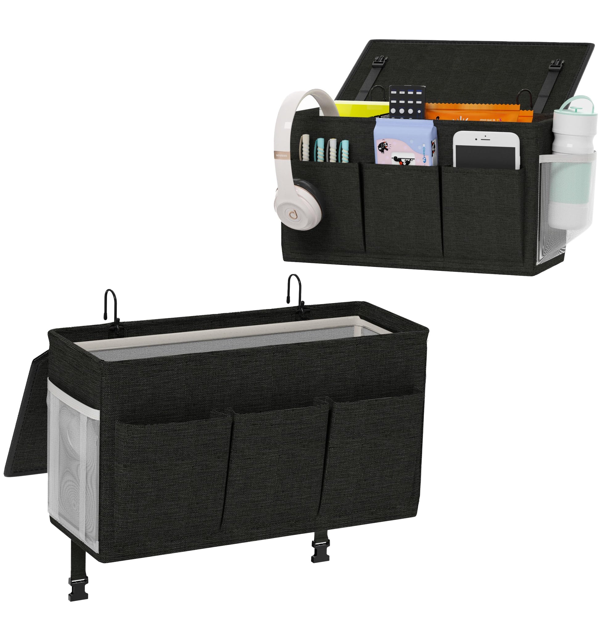 Bedside Caddy Storage Organizer for Bed Rails, Bed Caddy with 6 Pockets