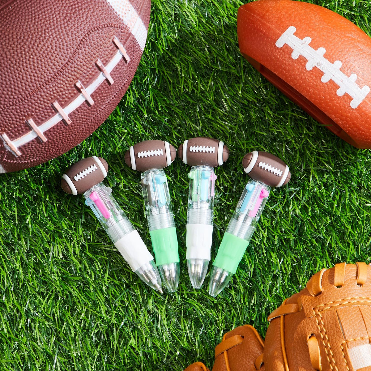 Kosiz 48 Pack Football Party Favors Multicolor 4 in 1 0.5mm Ballpoint Pen