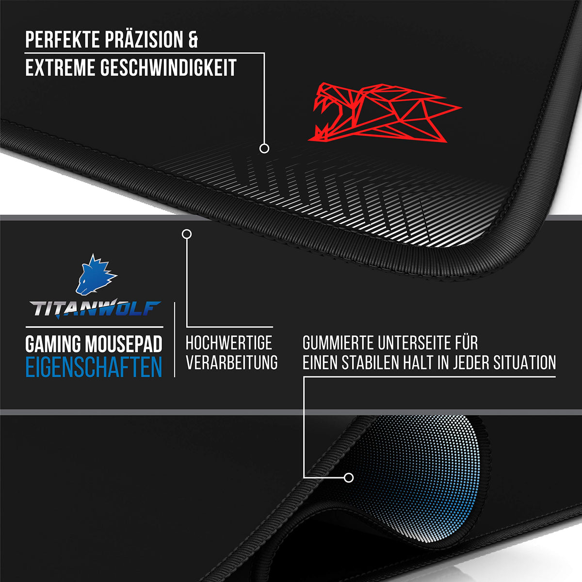 CSL - XXL Gaming Mouse Pad - Icon Red Design - 35 x 16 inches - Extra Large Office Mouse mat