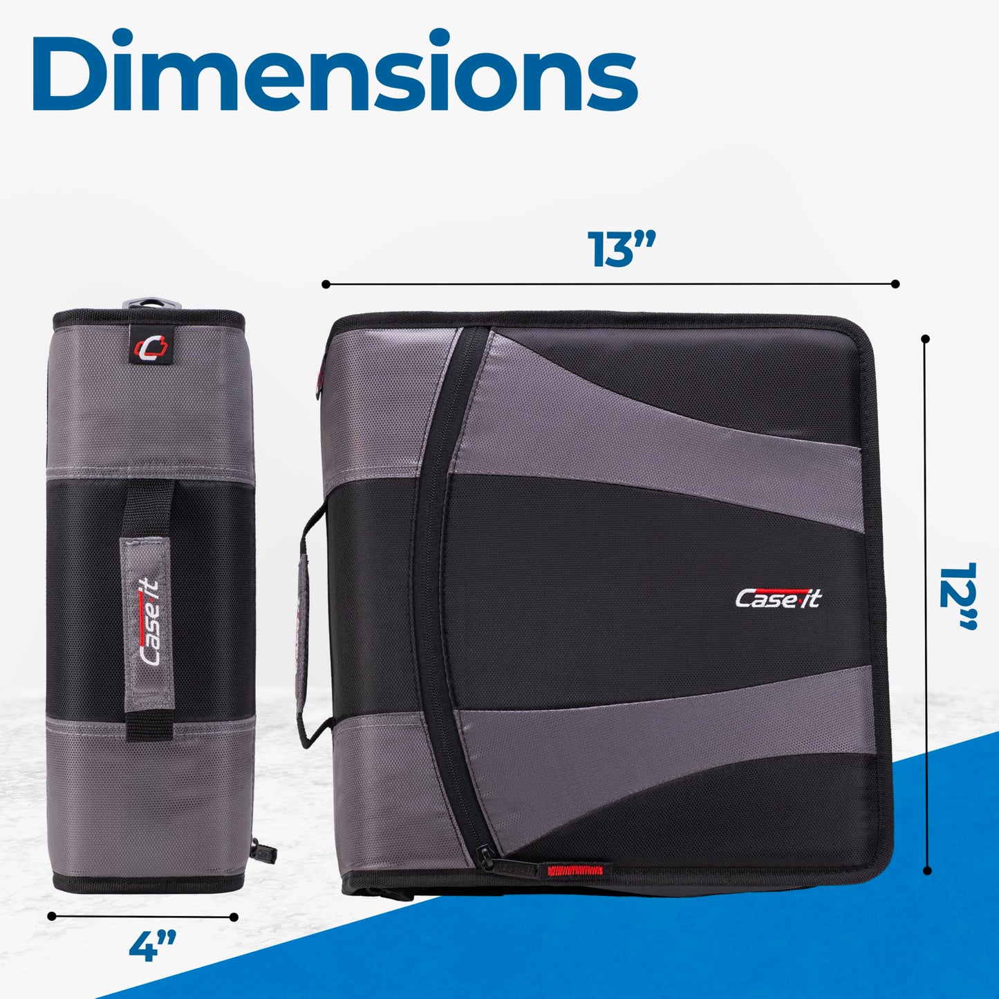 Case-it Dual Zipper Binder | Two 2" D-Rings | 800-Sheet | Dual-301 Black