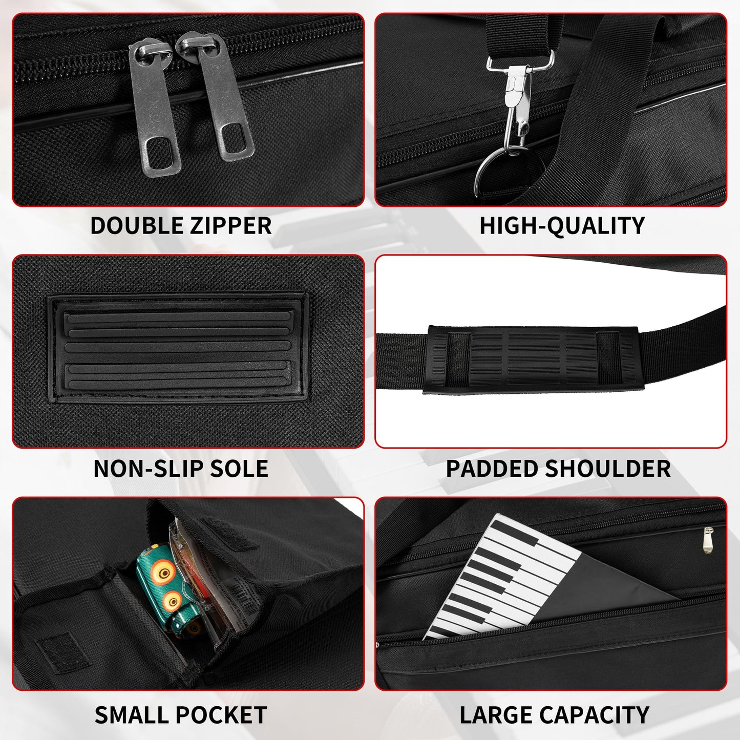 AKOZLIN 88-Key Portable Padded Keyboard Case,54"x6.7"x13" Soft Gig Bag