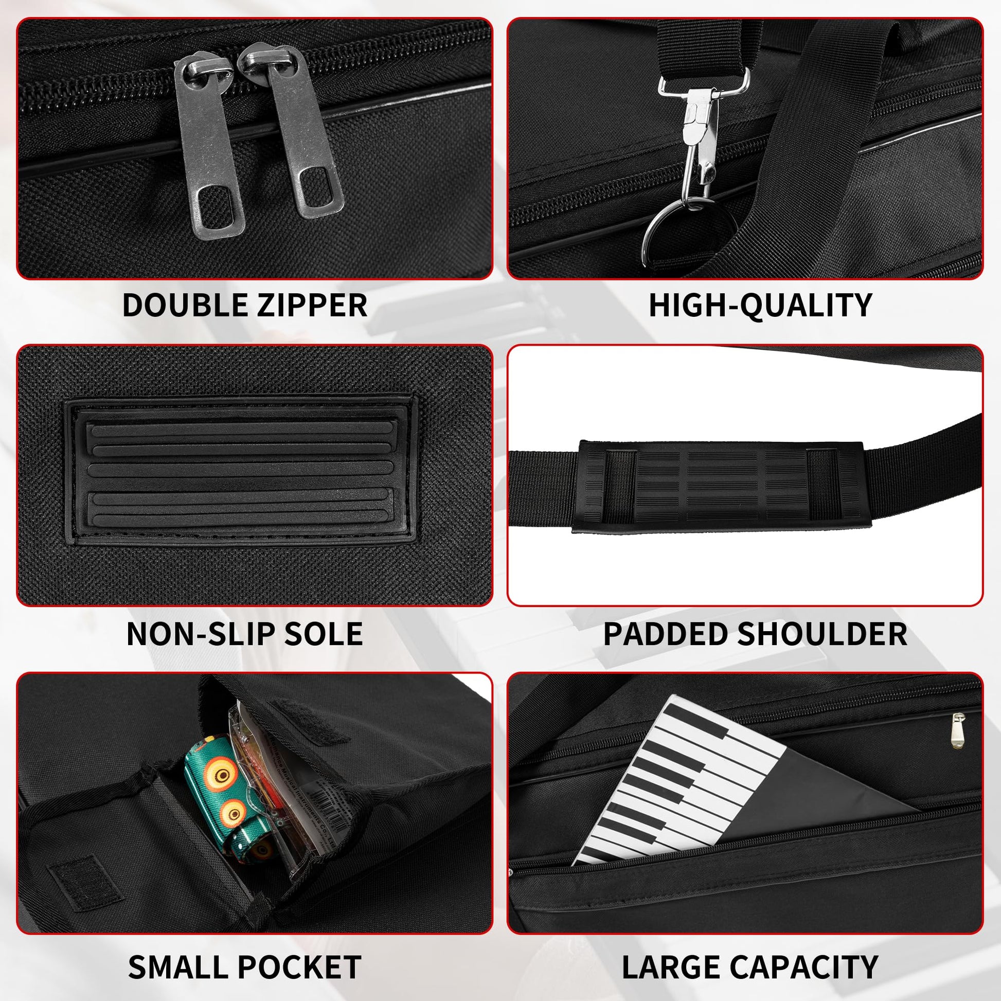 AKOZLIN 88-Key Portable Padded Keyboard Case,54"x6.7"x13" Soft Gig Bag